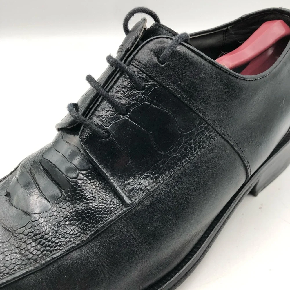David Eden Regis Men's Size 13 Black Ostrich‎ Exotic Oxford Shoes